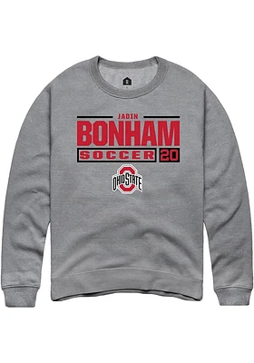 Jadin Bonham  Rally Ohio State Buckeyes Mens Graphite NIL Stacked Box Long Sleeve Crew Sweatshirt