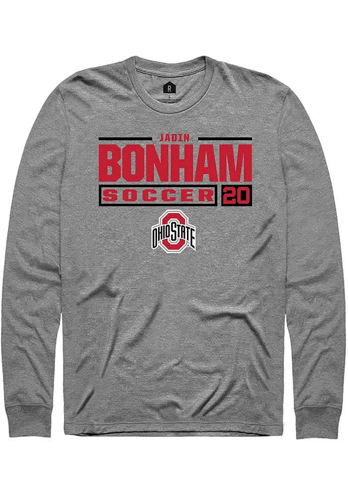 Jadin Bonham Ohio State Buckeyes Graphite Rally NIL Stacked Box Long Sleeve T Shirt