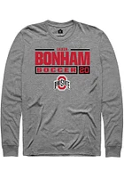 Jadin Bonham  Ohio State Buckeyes Graphite Rally NIL Stacked Box Long Sleeve T Shirt