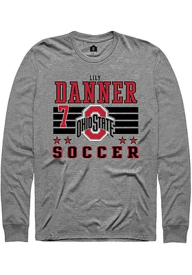 Lily Danner  Ohio State Buckeyes Grey Rally NIL Striped Long Sleeve T Shirt