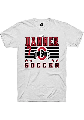 Lily Danner  Ohio State Buckeyes White Rally NIL Striped Short Sleeve T Shirt