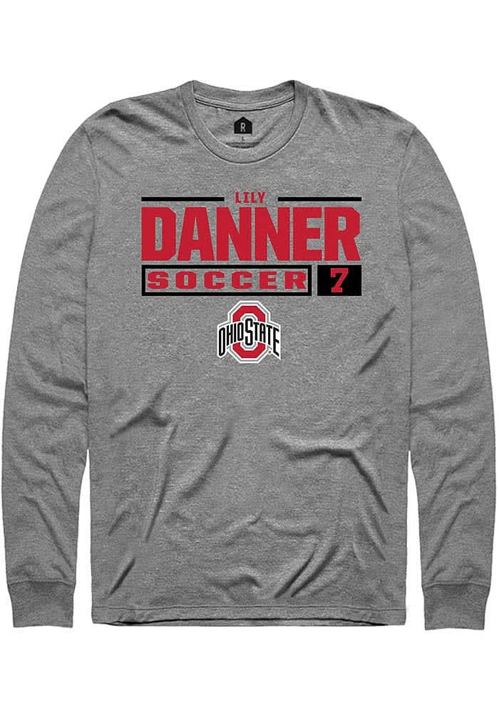 Lily Danner Ohio State Buckeyes Graphite Rally NIL Stacked Box Long Sleeve T Shirt