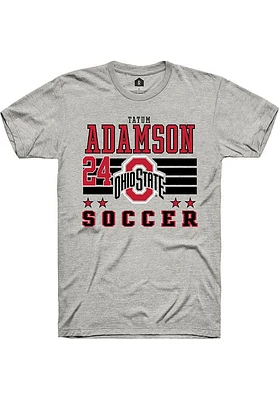 Tatum Adamson  Ohio State Buckeyes Ash Rally NIL Striped Short Sleeve T Shirt