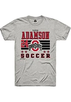 Tatum Adamson  Ohio State Buckeyes Ash Rally NIL Striped Short Sleeve T Shirt