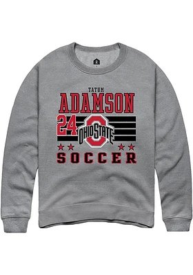Tatum Adamson Rally Ohio State Buckeyes Mens NIL Striped Long Sleeve Crew Sweatshirt
