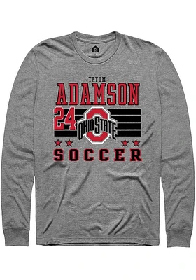 Tatum Adamson  Ohio State Buckeyes Grey Rally NIL Striped Long Sleeve T Shirt