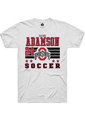 Tatum Adamson  Ohio State Buckeyes White Rally NIL Striped Short Sleeve T Shirt