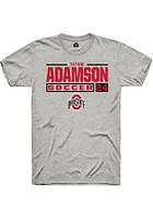 Tatum Adamson  Ohio State Buckeyes Ash Rally NIL Stacked Box Short Sleeve T Shirt