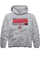 Tatum Adamson  Rally Ohio State Buckeyes Youth Grey NIL Stacked Box Long Sleeve Hoodie