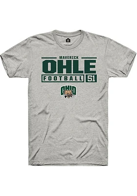 Maverick Ohle  Ohio Bobcats Ash Rally NIL Stacked Box Short Sleeve T Shirt