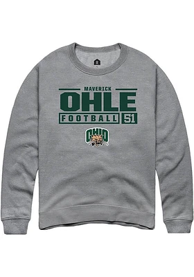 Maverick Ohle  Rally Ohio Bobcats Mens Graphite NIL Stacked Box Long Sleeve Crew Sweatshirt