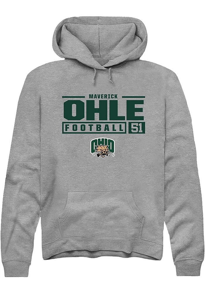 Maverick Ohle Rally Ohio Bobcats Mens Graphite NIL Stacked Box Long Sleeve Hoodie