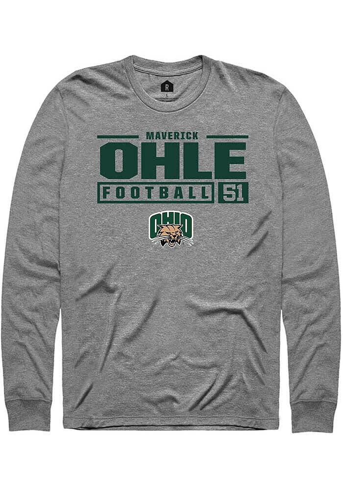 Maverick Ohle Ohio Bobcats Graphite Rally NIL Stacked Box Long Sleeve T Shirt