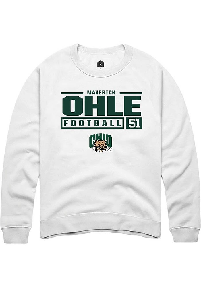 Maverick Ohle Rally Ohio Bobcats Mens NIL Stacked Box Long Sleeve Crew Sweatshirt