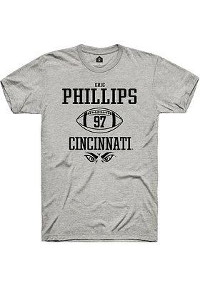 Eric Phillips  Cincinnati Bearcats Ash Rally NIL Sport Icon Short Sleeve T Shirt