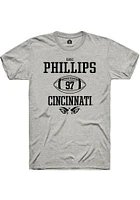 Eric Phillips  Cincinnati Bearcats Ash Rally NIL Sport Icon Short Sleeve T Shirt