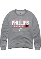 Eric Phillips  Rally Cincinnati Bearcats Mens Graphite NIL Stacked Box Long Sleeve Crew Sweatshi..