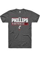 Eric Phillips  Cincinnati Bearcats Dark Grey Rally NIL Stacked Box Short Sleeve T Shirt