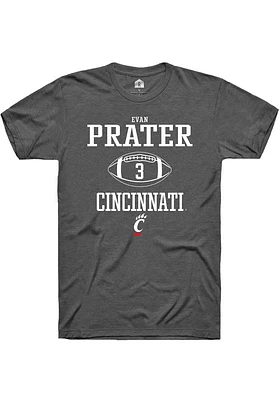 Evan Prater  Cincinnati Bearcats Dark Grey Rally NIL Sport Icon Short Sleeve T Shirt