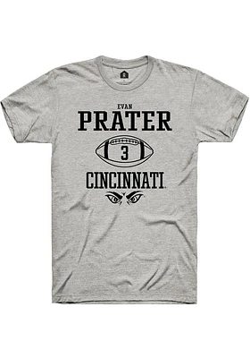 Evan Prater  Cincinnati Bearcats Ash Rally NIL Sport Icon Short Sleeve T Shirt