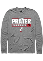 Evan Prater  Cincinnati Bearcats Graphite Rally NIL Stacked Box Long Sleeve T Shirt