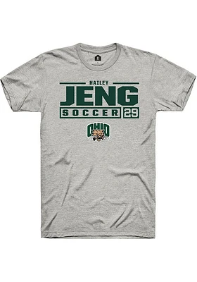 Hailey Jeng  Ohio Bobcats Ash Rally NIL Stacked Box Short Sleeve T Shirt