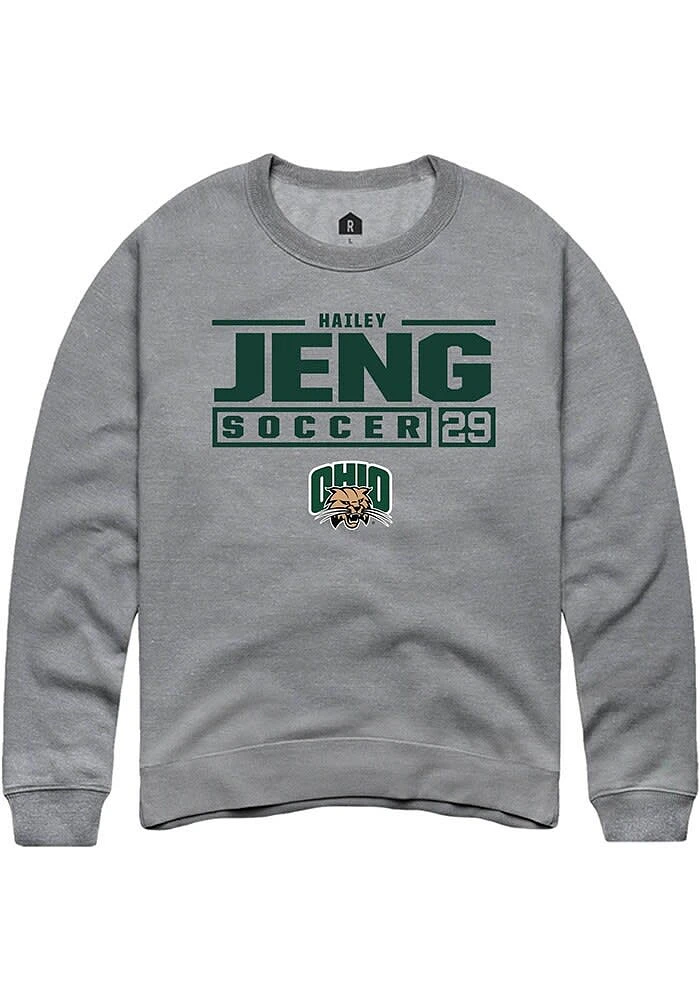 Hailey Jeng  Rally Ohio Bobcats Mens Graphite NIL Stacked Box Long Sleeve Crew Sweatshirt