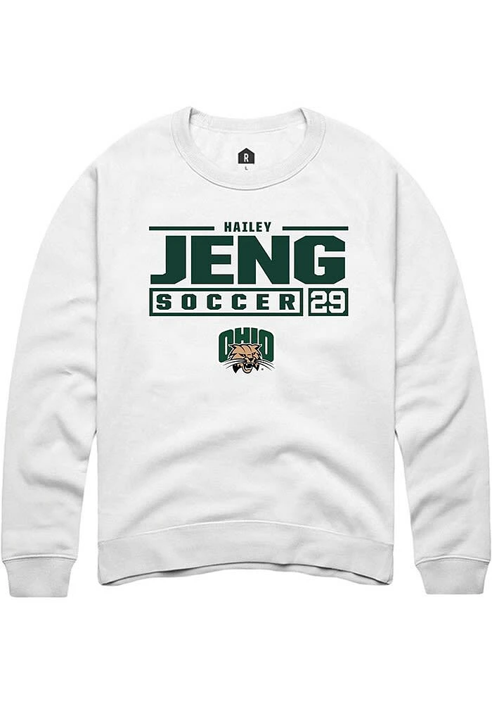 Hailey Jeng Rally Ohio Bobcats Mens NIL Stacked Box Long Sleeve Crew Sweatshirt