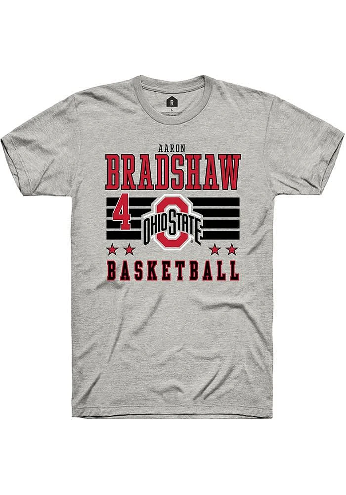 Aaron Bradshaw  Ohio State Buckeyes Ash Rally NIL Striped Short Sleeve T Shirt