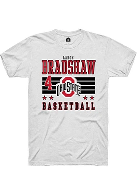 Aaron Bradshaw  Ohio State Buckeyes White Rally NIL Striped Short Sleeve T Shirt