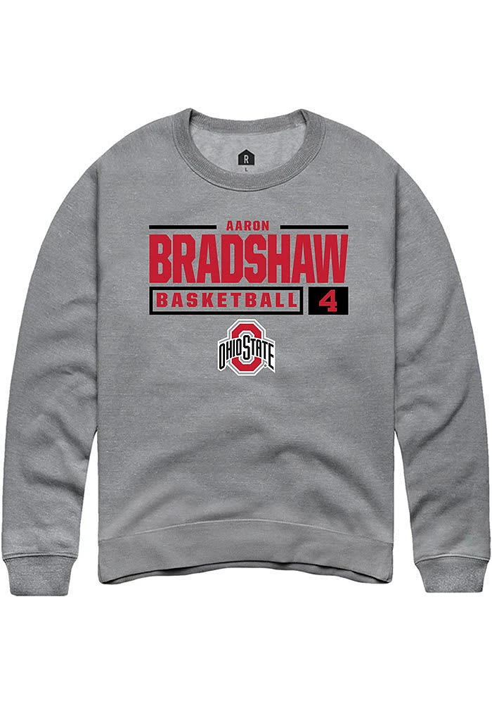 Aaron Bradshaw  Rally Ohio State Buckeyes Mens Graphite NIL Stacked Box Long Sleeve Crew Sweatshir..