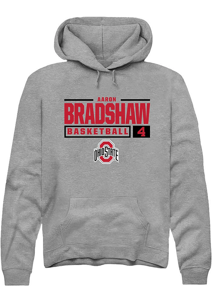 Aaron Bradshaw  Rally Ohio State Buckeyes Mens Graphite NIL Stacked Box Long Sleeve Hoodie