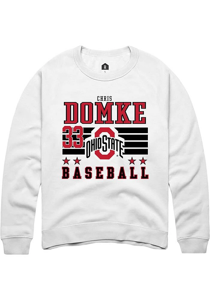 Chris Domke Rally Ohio State Buckeyes Mens NIL Striped Long Sleeve Crew Sweatshirt