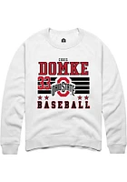 Chris Domke Rally Ohio State Buckeyes Mens NIL Striped Long Sleeve Crew Sweatshirt