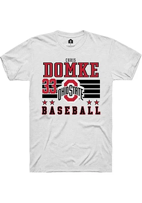 Chris Domke  Ohio State Buckeyes White Rally NIL Striped Short Sleeve T Shirt