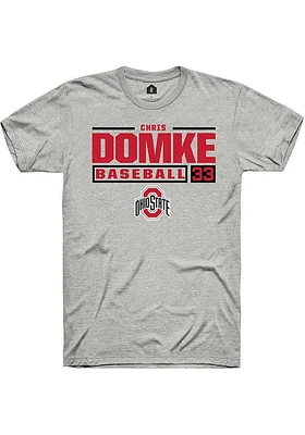 Chris Domke  Ohio State Buckeyes Ash Rally NIL Stacked Box Short Sleeve T Shirt