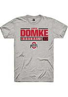 Chris Domke  Ohio State Buckeyes Ash Rally NIL Stacked Box Short Sleeve T Shirt