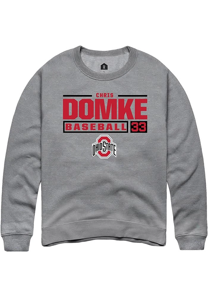 Chris Domke Rally Ohio State Buckeyes Mens Graphite NIL Stacked Box Long Sleeve Crew Sweatshirt