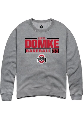 Chris Domke  Rally Ohio State Buckeyes Mens Graphite NIL Stacked Box Long Sleeve Crew Sweatshirt