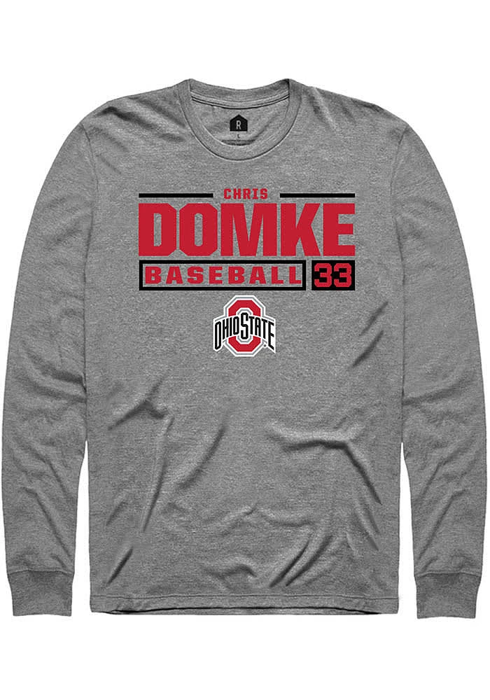 Chris Domke Ohio State Buckeyes Graphite Rally NIL Stacked Box Long Sleeve T Shirt