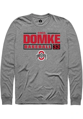 Chris Domke  Ohio State Buckeyes Graphite Rally NIL Stacked Box Long Sleeve T Shirt
