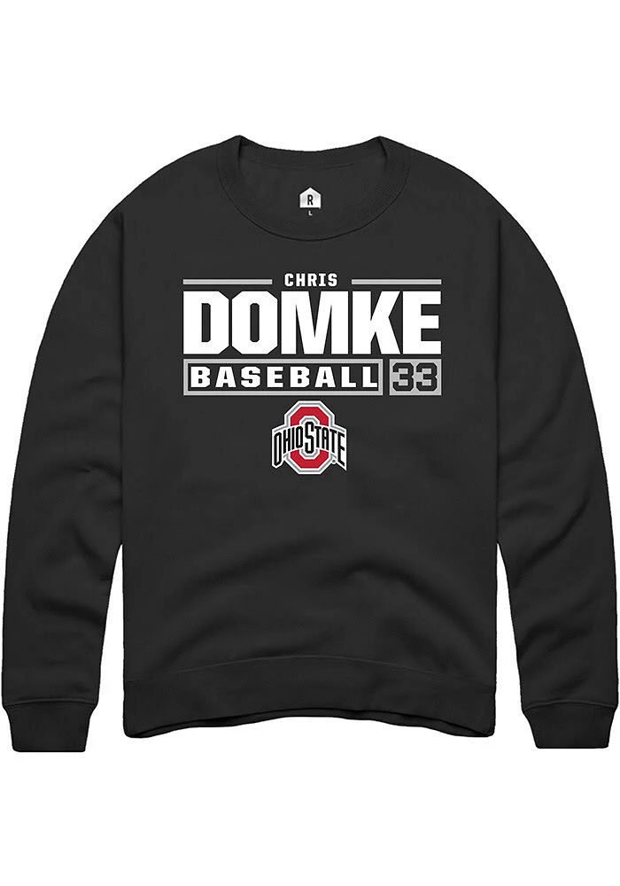 Chris Domke Rally Ohio State Buckeyes Mens NIL Stacked Box Long Sleeve Crew Sweatshirt