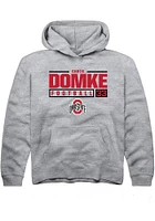 Chris Domke  Rally Ohio State Buckeyes Youth Grey NIL Stacked Box Long Sleeve Hoodie
