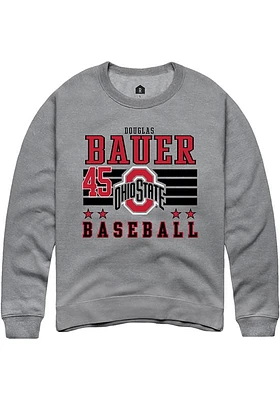Douglas Bauer Rally Ohio State Buckeyes Mens NIL Striped Long Sleeve Crew Sweatshirt