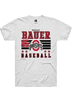 Douglas Bauer  Ohio State Buckeyes White Rally NIL Striped Short Sleeve T Shirt