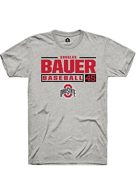 Douglas Bauer  Ohio State Buckeyes Ash Rally NIL Stacked Box Short Sleeve T Shirt