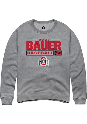 Douglas Bauer  Rally Ohio State Buckeyes Mens Graphite NIL Stacked Box Long Sleeve Crew Sweatshirt