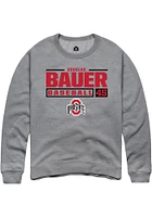 Douglas Bauer  Rally Ohio State Buckeyes Mens Graphite NIL Stacked Box Long Sleeve Crew Sweatshirt