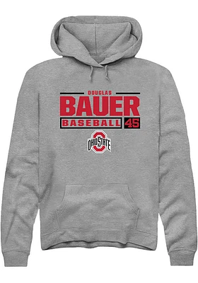 Douglas Bauer  Rally Ohio State Buckeyes Mens Graphite NIL Stacked Box Long Sleeve Hoodie