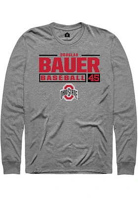 Douglas Bauer  Ohio State Buckeyes Graphite Rally NIL Stacked Box Long Sleeve T Shirt